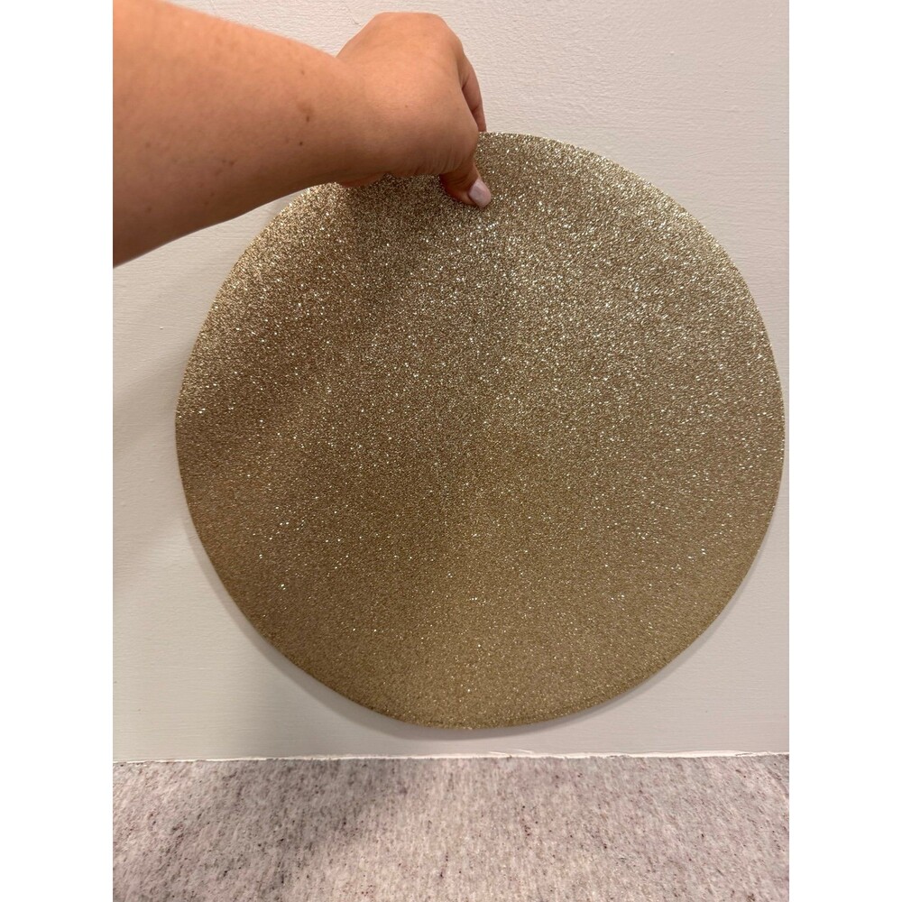 Set of 6 Gold Sparkle Round Placemats 15" – Home Collection Glam Table Decor